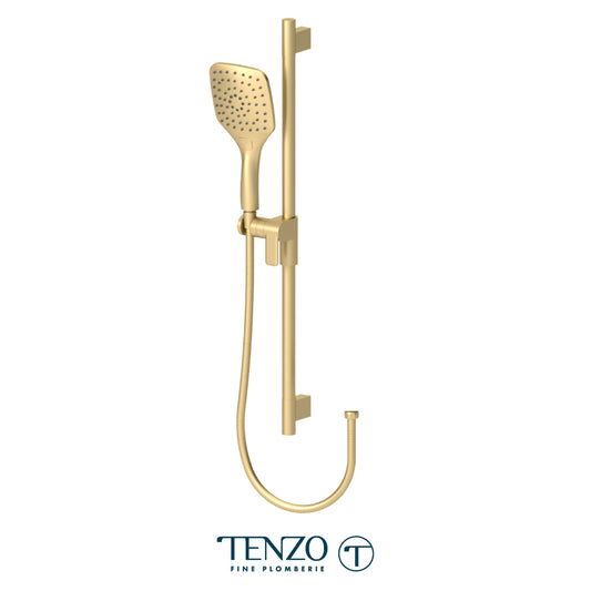 Tenzo Fine Plomberie Sliding Bar Kit, Round Bar & HS-218 Square Hand Shower, Bar, Hand Shower and Hose - KRD-3518