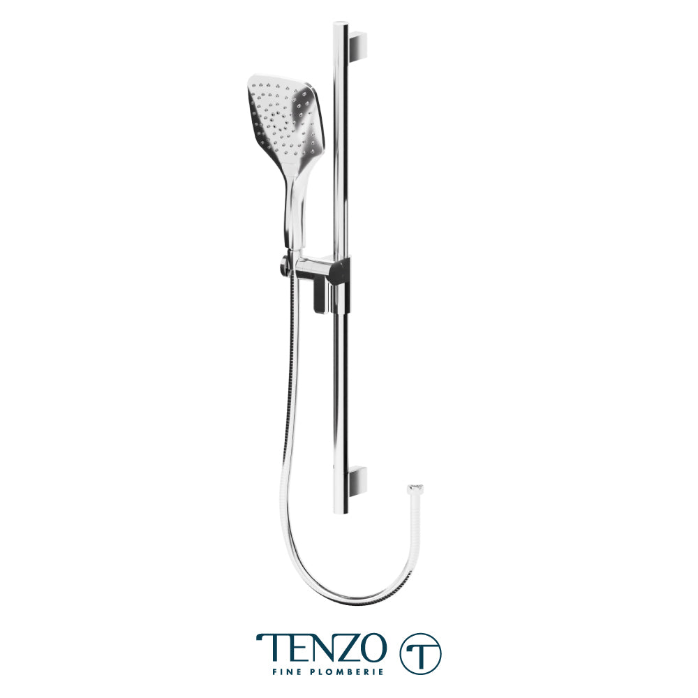 Tenzo Fine Plomberie Sliding Bar Kit, Round Bar & HS-218 Square Hand Shower, Bar, Hand Shower and Hose - KRD-3518