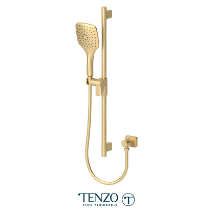 Tenzo Fine Plomberie Sliding Bar Kit, Round Bar & HS-218 Square Hand Shower, With Supply Elbow - KRD-35188