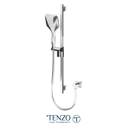 Tenzo Fine Plomberie Sliding Bar Kit, Round Bar & HS-218 Square Hand Shower, With Supply Elbow - KRD-35188