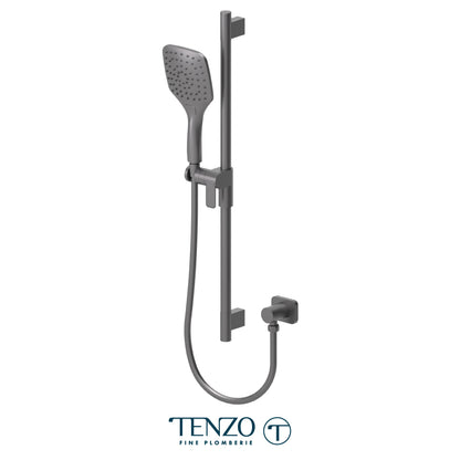 Tenzo Fine Plomberie Sliding Bar Kit, Round Bar & HS-218 Square Hand Shower, With Supply Elbow - KRD-35188
