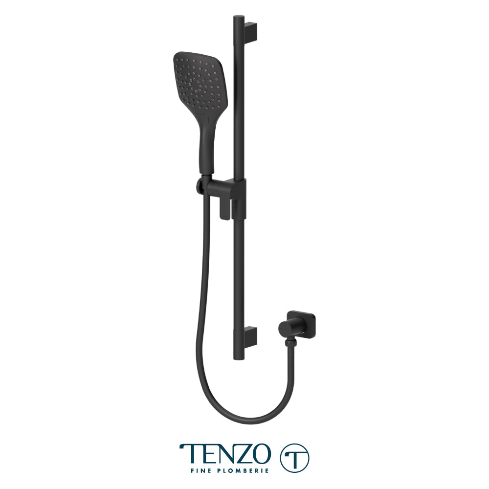 Tenzo Fine Plomberie Sliding Bar Kit, Round Bar & HS-218 Square Hand Shower, With Supply Elbow - KRD-35188