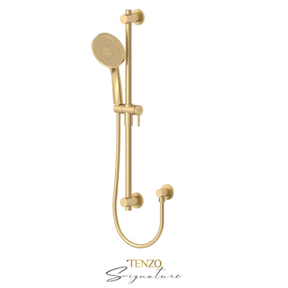 Tenzo Signature Sliding Bar Kit Larger Knurled, Round Bar & HS-227 Round Hand Shower, With Supply Elbow - KRD-362712-C