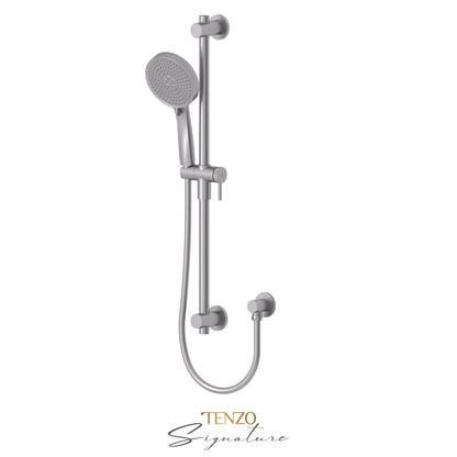 Tenzo Signature Sliding Bar Kit Larger Knurled, Round Bar & HS-227 Round Hand Shower, With Supply Elbow - KRD-362712-C