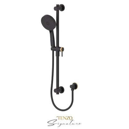 Tenzo Signature Sliding Bar Kit Larger Knurled, Round Bar & HS-227 Round Hand Shower, With Supply Elbow - KRD-362712-C