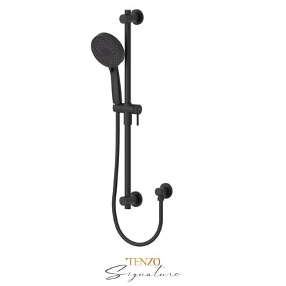 Tenzo Signature Sliding Bar Kit Larger Knurled, Round Bar & HS-227 Round Hand Shower, With Supply Elbow - KRD-362712-C