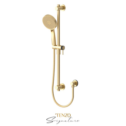 Tenzo Signature Sliding Bar Kit Smaller Knurled, Round Bar & HS-227 Round Hand Shower, With Supply Elbow - KRD-362712-F
