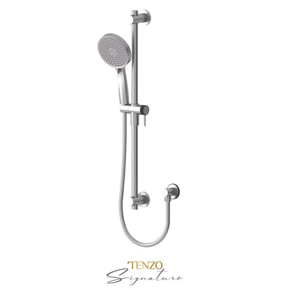 Tenzo Signature Sliding Bar Kit Smaller Knurled, Round Bar & HS-227 Round Hand Shower, With Supply Elbow - KRD-362712-F