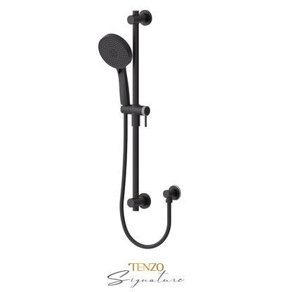 Tenzo Signature Sliding Bar Kit Smaller Knurled, Round Bar & HS-227 Round Hand Shower, With Supply Elbow - KRD-362712-F
