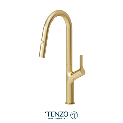 Tenzo Lotus Pull-Down Single-Handle Kitchen Faucet With C-Spout & 2-Function Sprayer - LO130