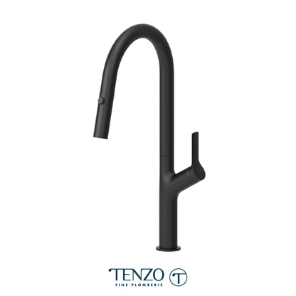 Tenzo Lotus Pull-Down Single-Handle Kitchen Faucet With C-Spout & 2-Function Sprayer - LO130