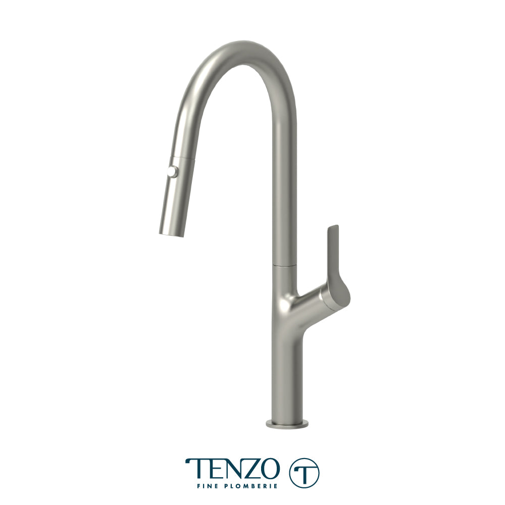 Tenzo Lotus Pull-Down Single-Handle Kitchen Faucet With C-Spout & 2-Function Sprayer - LO130