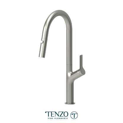 Tenzo Lotus Pull-Down Single-Handle Kitchen Faucet With C-Spout & 2-Function Sprayer - LO130