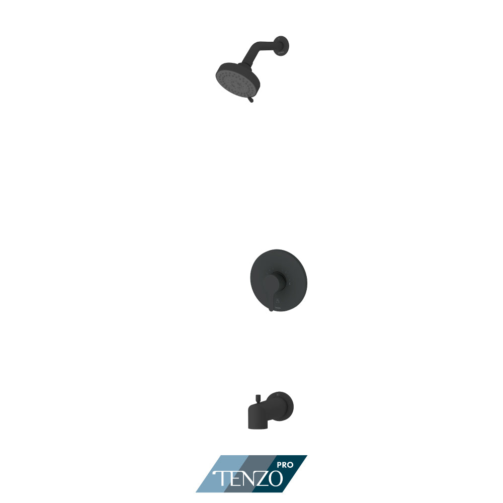 Tenzo Mylo Pressure Balance Shower Kit Trim, 4" Shower Head & Tub Spout With Diverter - F-MYPB21-0112