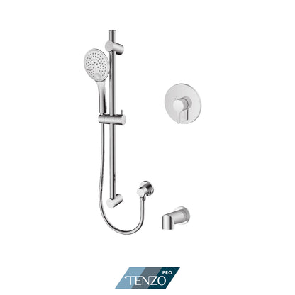 Tenzo Mylo Rotary Pressure Balance Shower Kit Trim, Sliding Bar Kit & Tub Spout - F-MYPB22R-1102