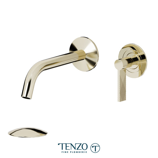 Tenzo Paloma Wall Mount Lavatory Faucet With (Overflow) Drain PAL14-P-XX - Champagne Gold