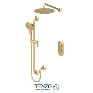 Tenzo Paloma T-Box 2-Function Pressure Balance Shower Kit, 12" AirBoost Rain Head, Wall Arm & Sliding Bar Kit - PALPB32-20112
