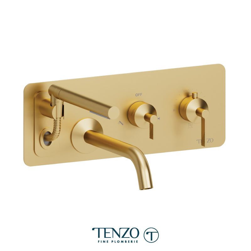Tenzo Paloma Wall Mount Thermostatic Tub Filler Trim With Hand Shower - F-PALT73