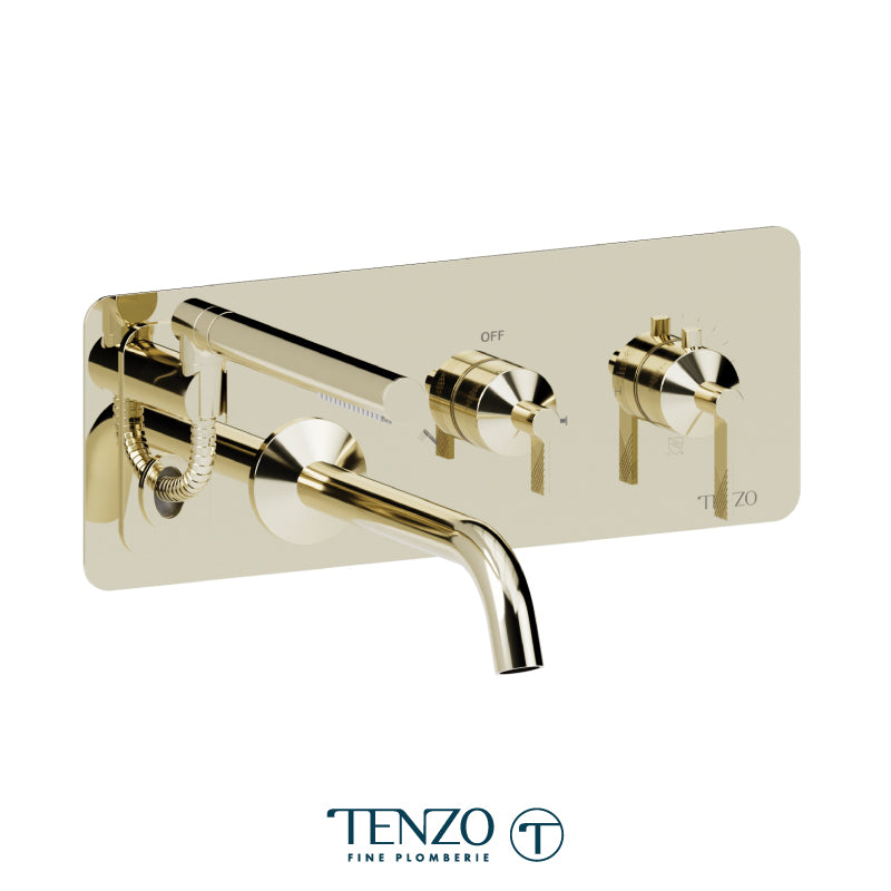 Tenzo Paloma Wall Mount Thermostatic Tub Filler Trim With Hand Shower - F-PALT73