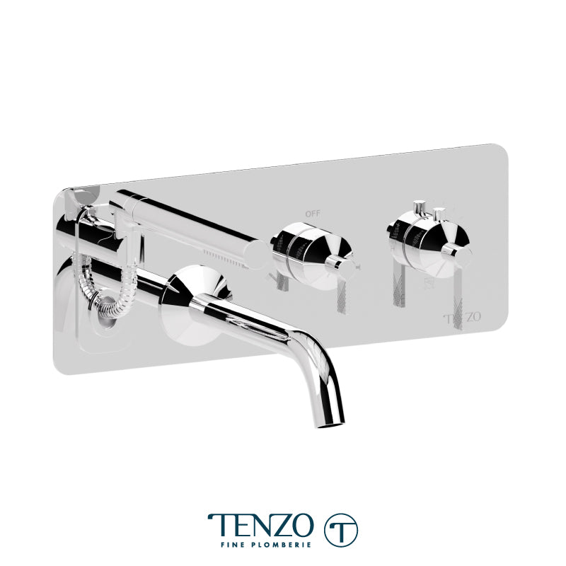 Tenzo Paloma Wall Mount Thermostatic Tub Filler Trim With Hand Shower - F-PALT73
