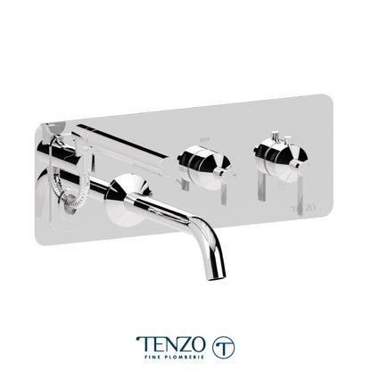 Tenzo Paloma Wall Mount Thermostatic Tub Filler Trim With Hand Shower - F-PALT73