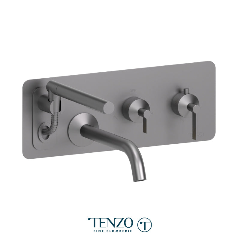 Tenzo Paloma Wall Mount Thermostatic Tub Filler Trim With Hand Shower - F-PALT73
