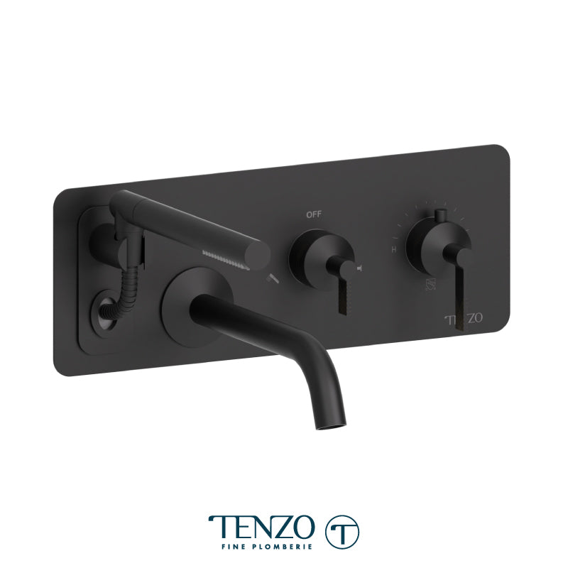 Tenzo Paloma Wall Mount Thermostatic Tub Filler Trim With Hand Shower - F-PALT73