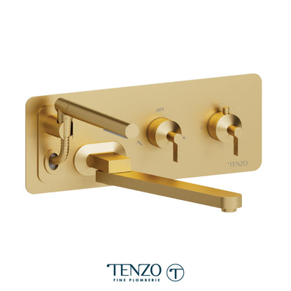 Tenzo Paloma Wall Mount Thermostatic Tub Filler Trim With Swivel Spout & Hand Shower - F-PALT74