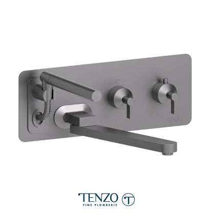 Tenzo Paloma Wall Mount Thermostatic Tub Filler Trim With Swivel Spout & Hand Shower - F-PALT74