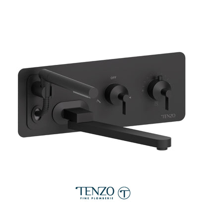 Tenzo Paloma Wall Mount Thermostatic Tub Filler Trim With Swivel Spout & Hand Shower - F-PALT74