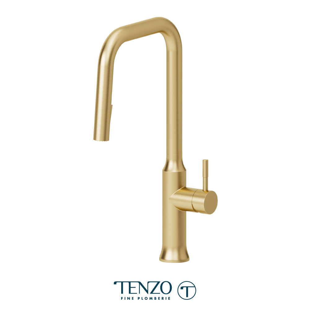 Tenzo Regia Pull-Down Single-Handle Kitchen Faucet With C-Spout & 2-Function Sprayer - RE131