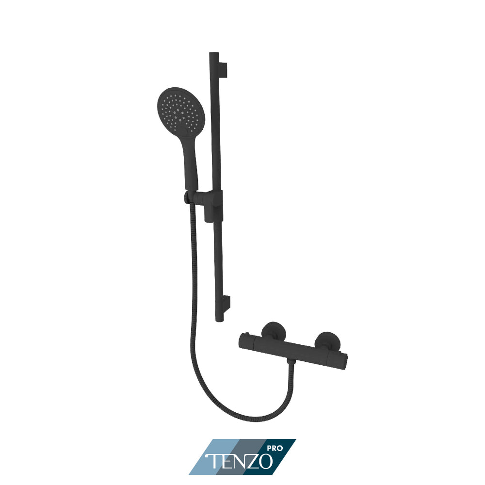 Tenzo TEX109-13522 exposed thermostatic shower kit, matte black