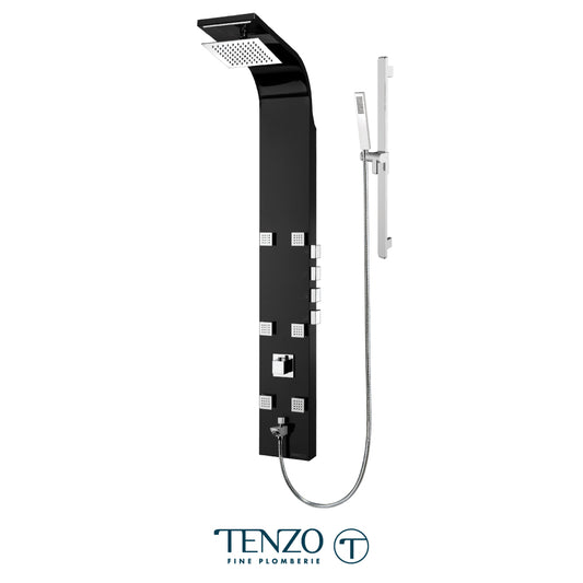 Tenzo Stainless Steel Thermostatic Shower Column With Waterfall Head, 6 Body Jets & Hand Shower - TZST-06.1