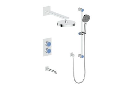 Vogt Mond 3-Way Thermostatic Shower System With Rough-In Valve, Polished Chrome