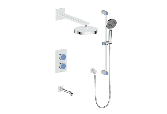 Vogt Mond 3-Way Thermostatic Shower System With Rough-In Valve, Polished Chrome