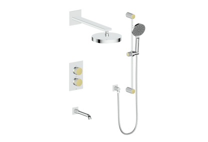 Vogt Mond 3-Way Thermostatic Shower System With Rough-In Valve, Polished Chrome