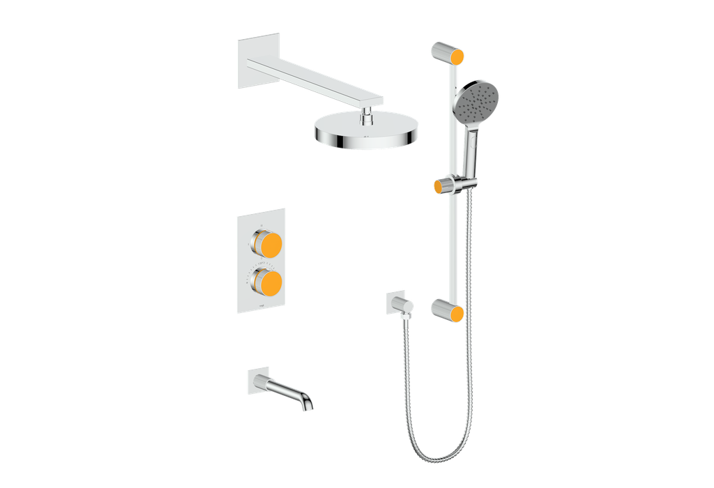Vogt Mond 3-Way Thermostatic Shower System With Rough-In Valve, Polished Chrome