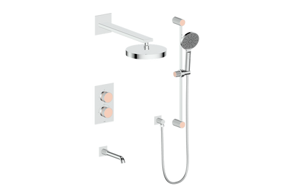 Vogt Mond 3-Way Thermostatic Shower System With Rough-In Valve, Polished Chrome