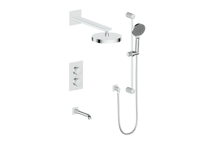 Vogt Mond 3-Way Thermostatic Shower System With Rough-In Valve, Polished Chrome