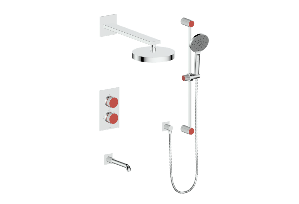 Vogt Mond 3-Way Thermostatic Shower System With Rough-In Valve, Polished Chrome