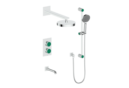 Vogt Mond 3-Way Thermostatic Shower System With Rough-In Valve, Polished Chrome