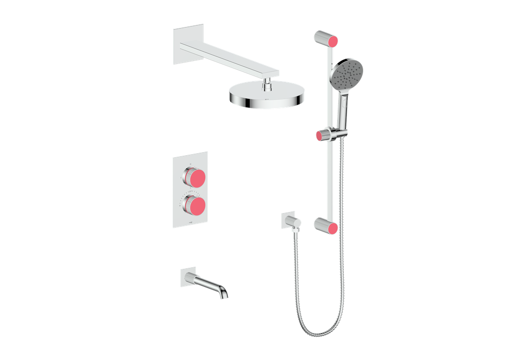 Vogt Mond 3-Way Thermostatic Shower System With Rough-In Valve, Polished Chrome