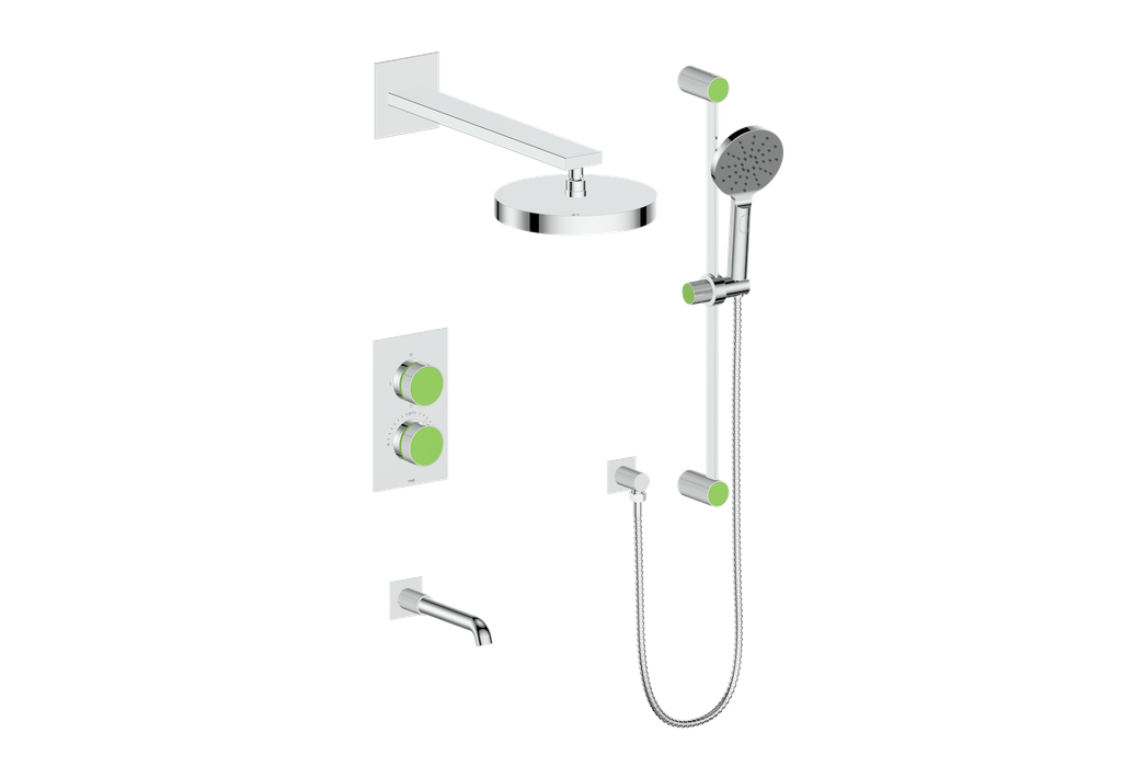 Vogt Mond 3-Way Thermostatic Shower System With Rough-In Valve, Polished Chrome