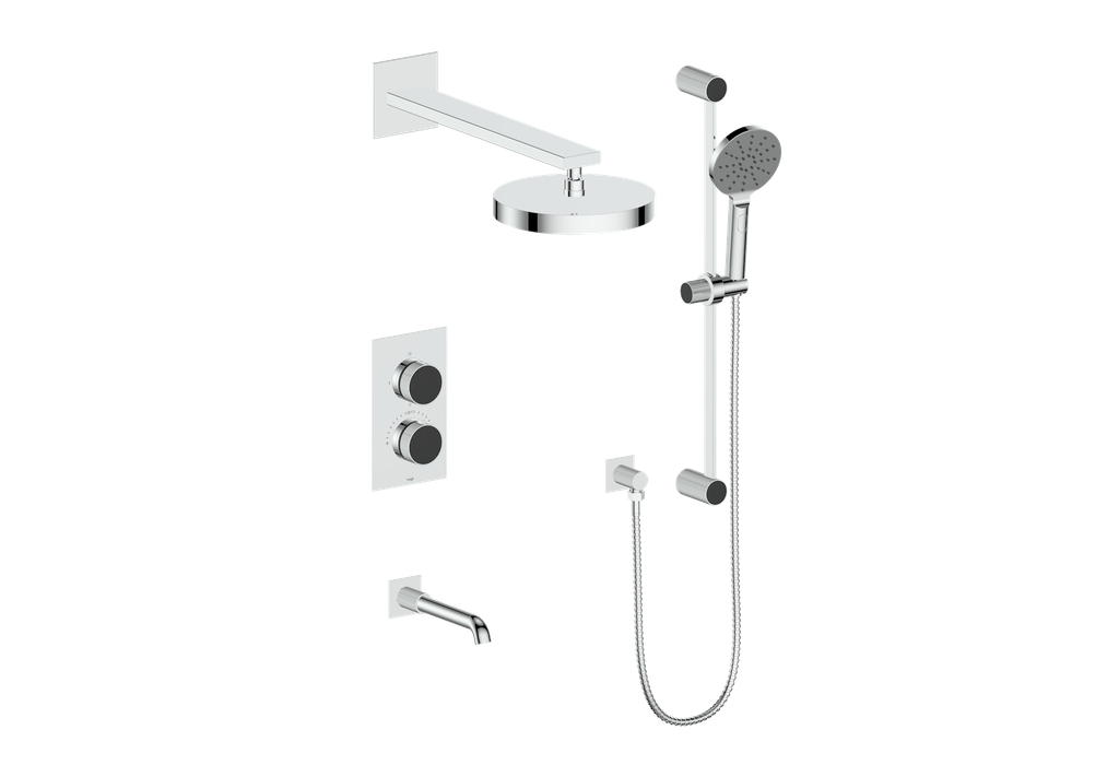 Vogt Mond 3-Way Thermostatic Shower System With Rough-In Valve, Polished Chrome