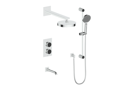 Vogt Mond 3-Way Thermostatic Shower System With Rough-In Valve, Polished Chrome