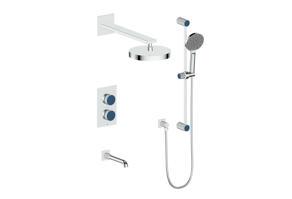 Vogt Mond 3-Way Thermostatic Shower System With Rough-In Valve, Polished Chrome