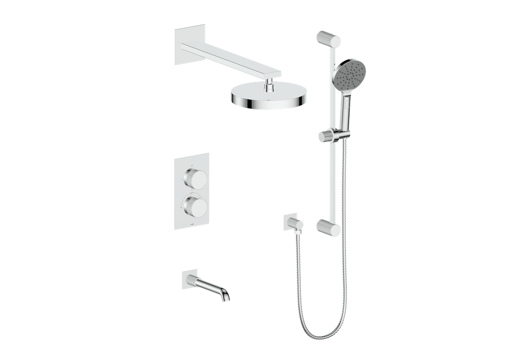 Vogt Mond 3-Way Thermostatic Shower System With Rough-In Valve, Polished Chrome