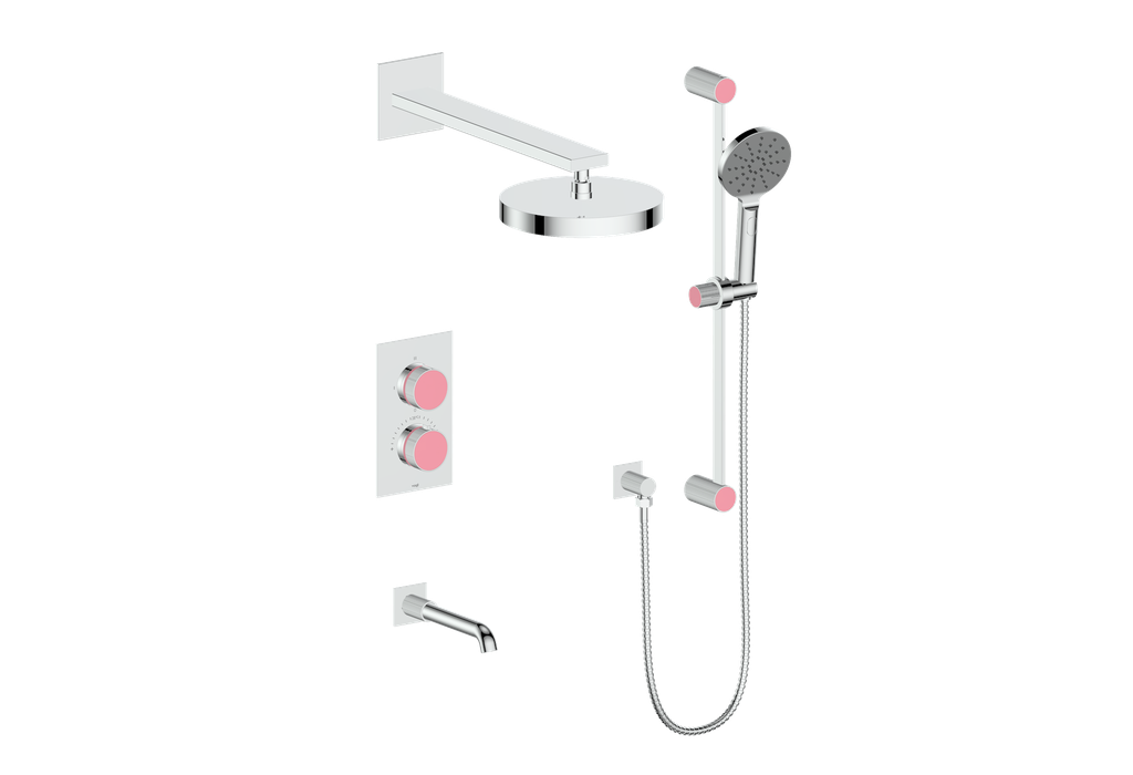 Vogt Mond 3-Way Thermostatic Shower System With Rough-In Valve, Polished Chrome