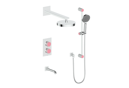 Vogt Mond 3-Way Thermostatic Shower System With Rough-In Valve, Polished Chrome