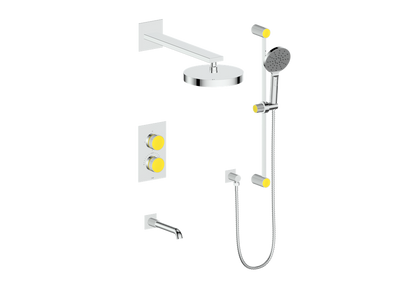 Vogt Mond 3-Way Thermostatic Shower System With Rough-In Valve, Polished Chrome